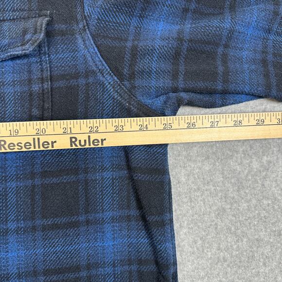 Orvis Shacket Mens 2XL Blue Black Plaid Pockets Heavy Flannel Button Up Outdoor - Picture 11 of 12